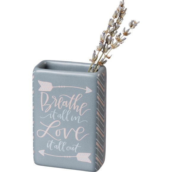 Primitives by Kathy Other - Stoneware Bud Vase - Breathe It All In Positive